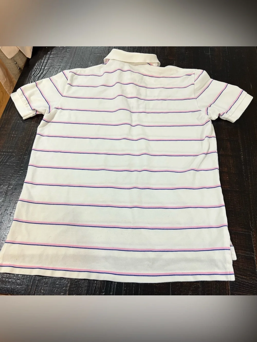 Polo Ralph Lauren Polo Shirt Mens XL Pink Navy Blue Striped Cotton Preppy Pique